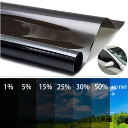 Filme de matiz da janela do carro preto, Vidro 5% -50% Roll, Auto Window Tinting Film para Home Solar UV Protector Sticker, 300x50cm