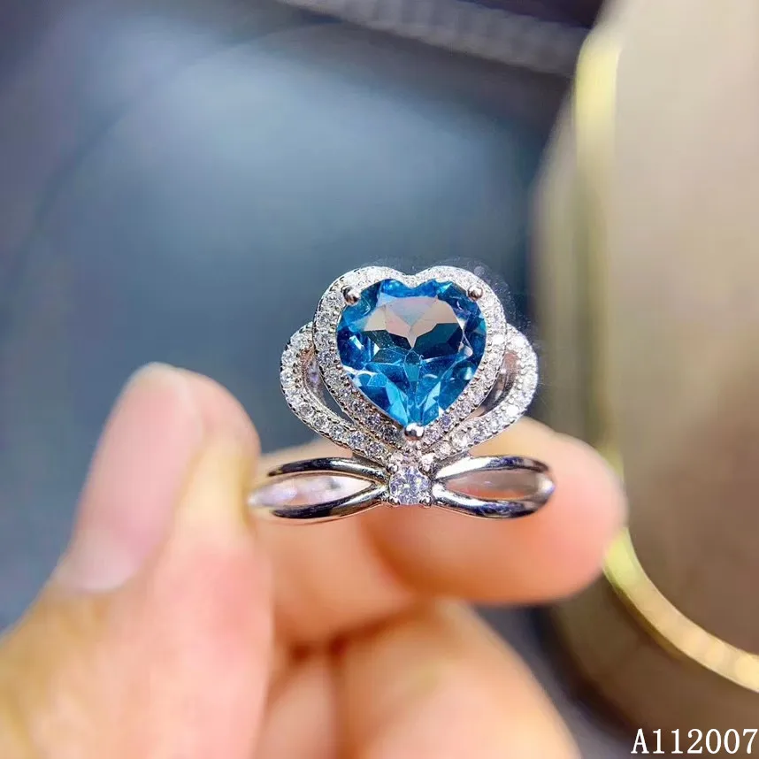 

KJJEAXCMY fine jewelry 925 sterling silver inlaid natural blue topaz ring delicate new female gemstone lovely support test