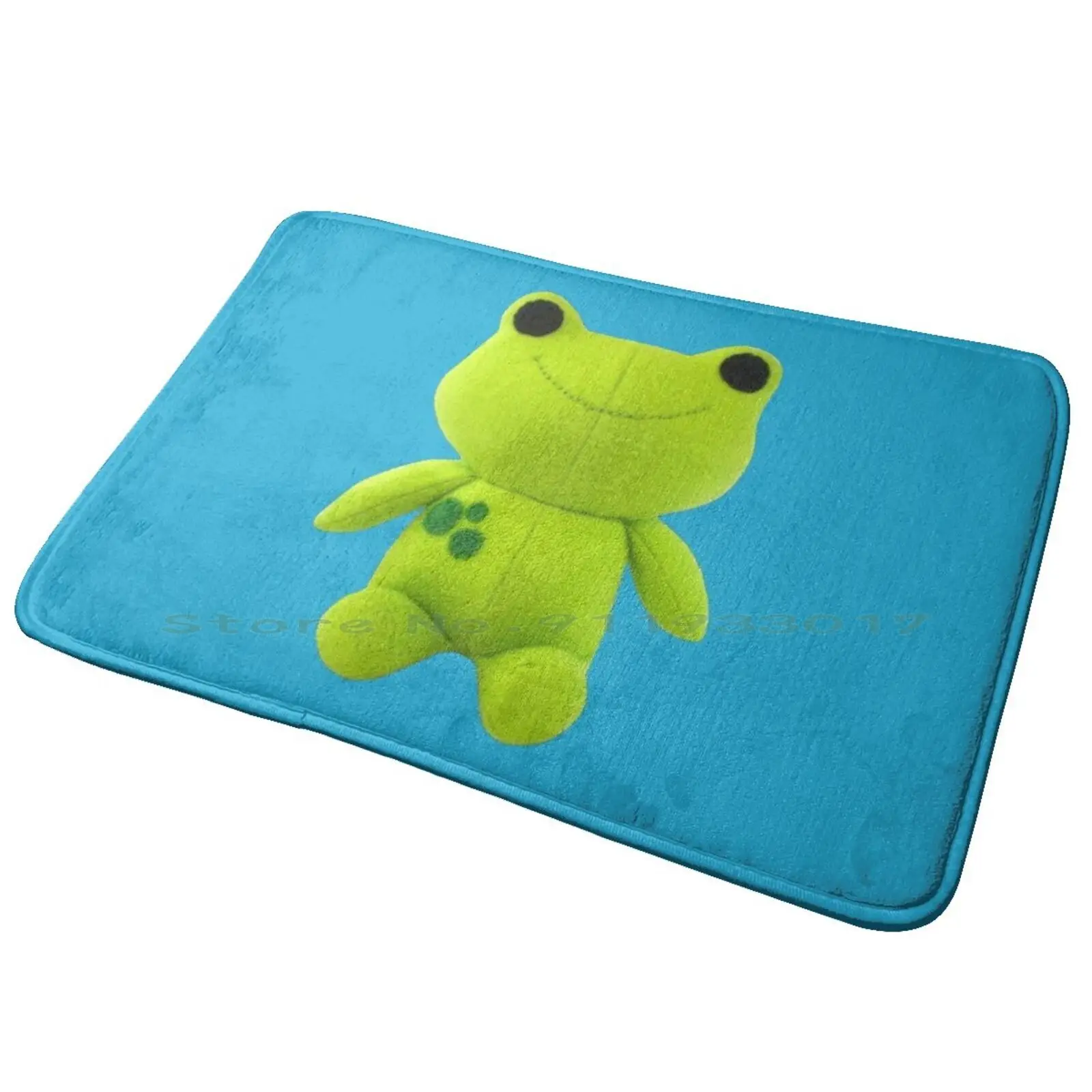 Plush Frog Entrance Door Mat Bath Mat Rug Autumn Falling Leaves Colors Leaf Bunny Rabbit Mochi Cute Light Sprite Golden Green