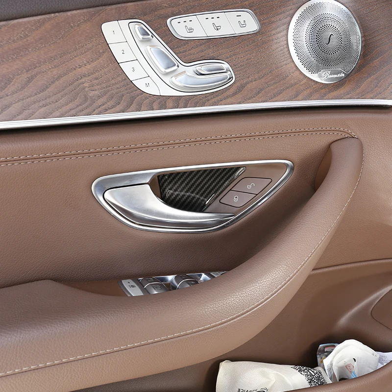 Car Inner Door Handle Bowl Cover Trim ABS Carbon Fiber For Mercedes Benz C E Class GLC W204 W205 X205 W212 W213 Auto Accessories