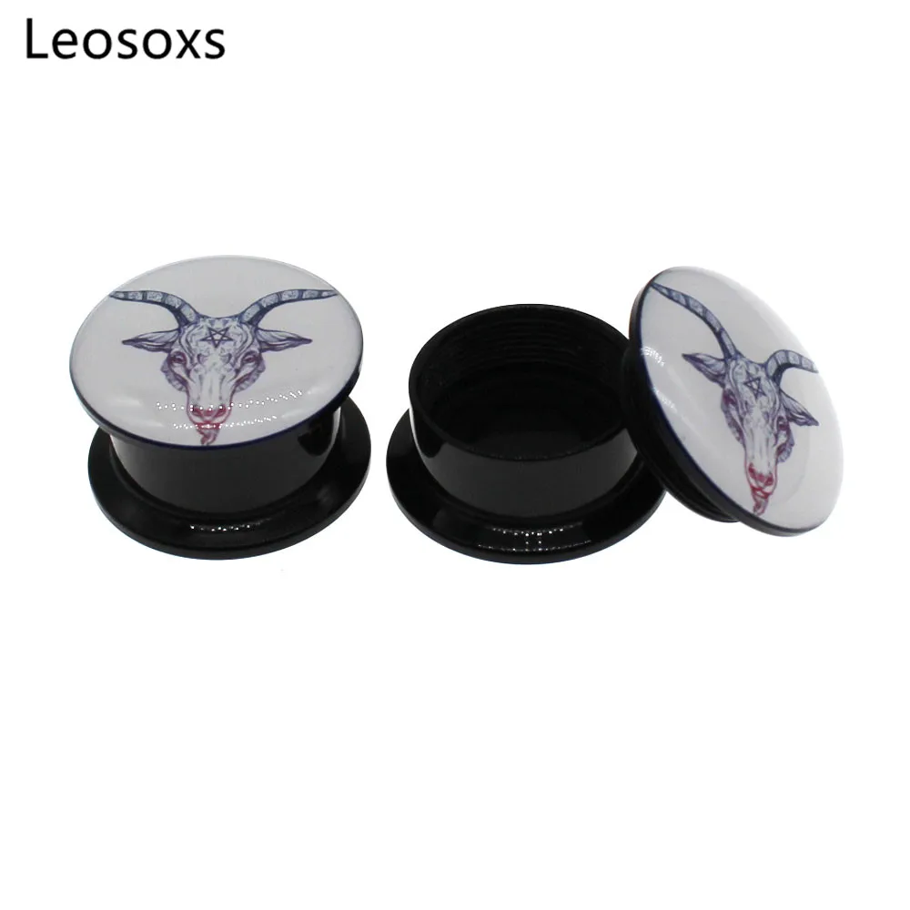 Leosoxs 2pc Acrylic Double Flared Thread Screw Fit Ear Flesh Tunnel Plug Ear Gauge Expander 4-25mm Fashion Jewelry Piercing