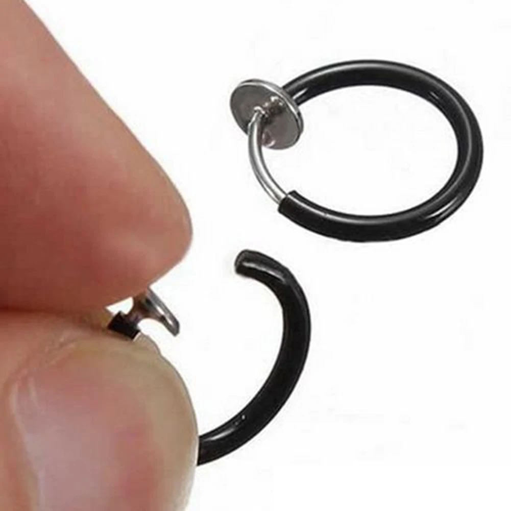 1 Piece Fashion Fake Nose Ring Goth Punk Lip Ear Nose Clip On Fake Septum Piercing Nose Ring Hoop Lip Hoop Rings Earring