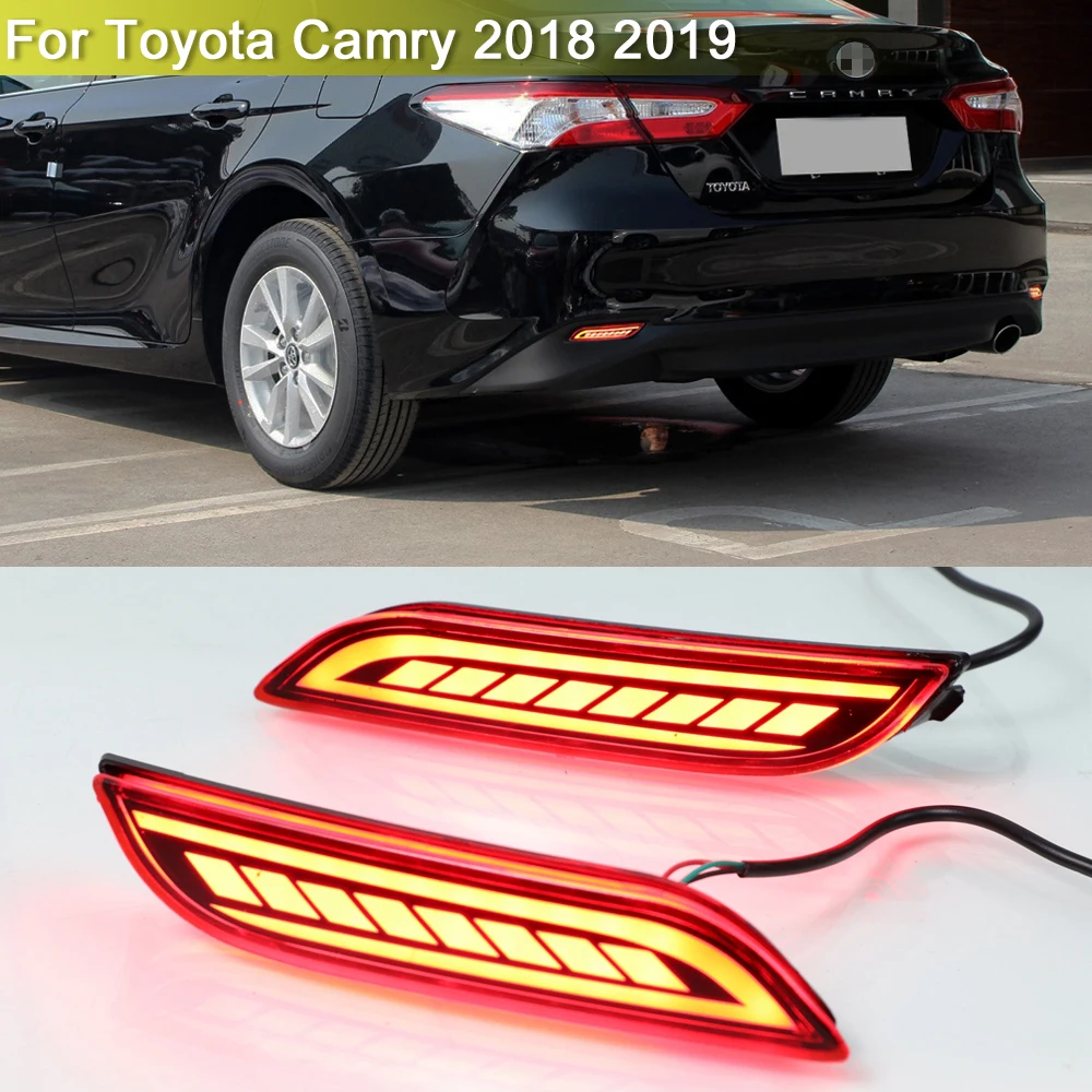 

Multi Function LED Rear Bumper Reflector Lamp Driving Warning Light With Brake Braking Light For Toyota Camry 2018 2019