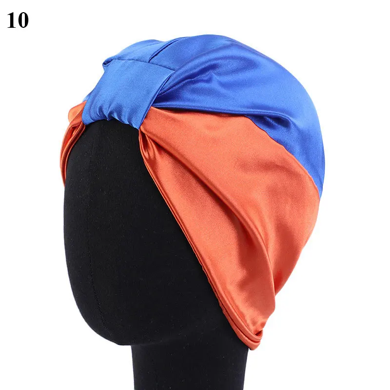 2022 neue doppel schicht elastische satin turban hut, weiche seide nacht hut, haar pflege hut, chemotherapie hut Kopfschmuck Frauen Kopf Wrap