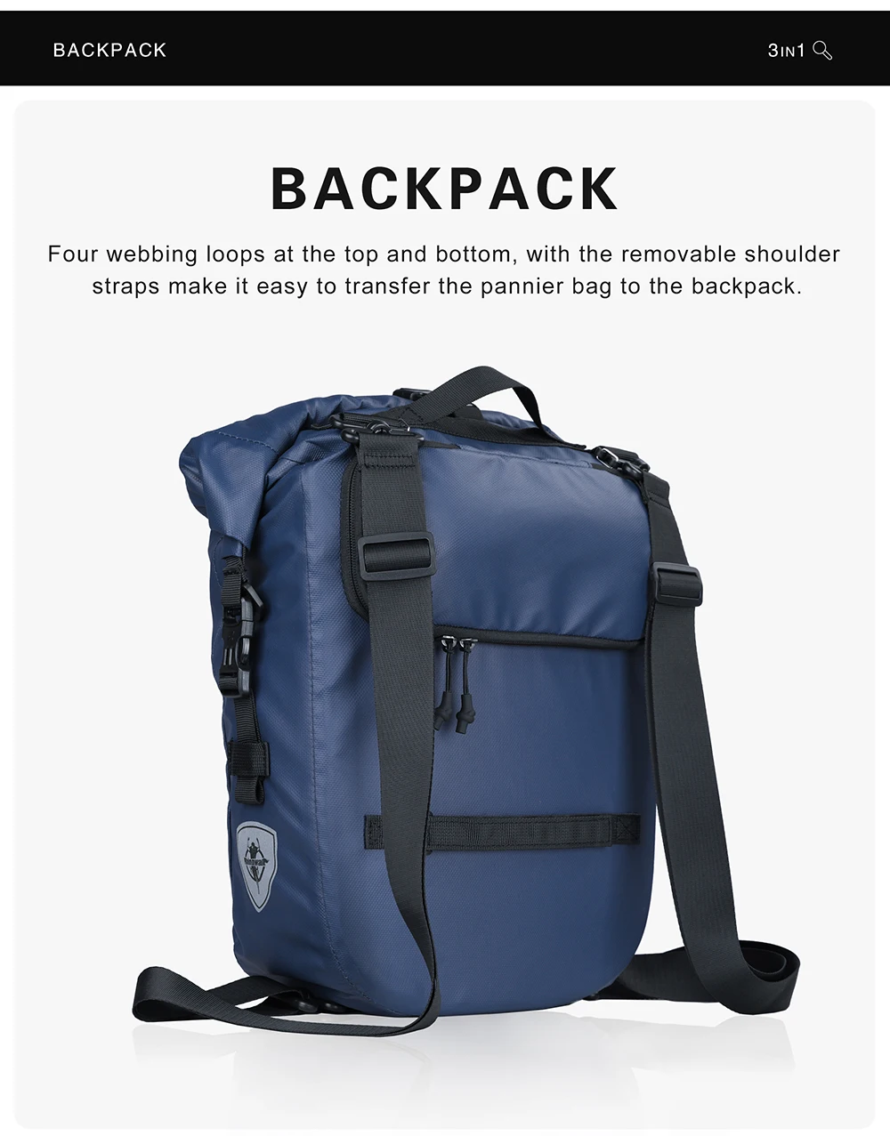 Rhinowalk Waterproof Bike Pannier Backpack 20L Trunk Bag Travel Cycling Bag Basket MTB Road Bicycle Rear Rack Tail Bag Accessory