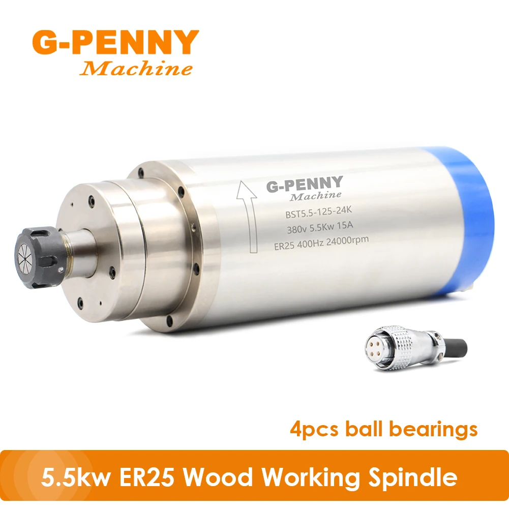 

G-PENNY Water Cooled Spindle 5.5KW ER25 Wood Working Spindle Motor 220v/380v 4 PCS Bearings High Speed