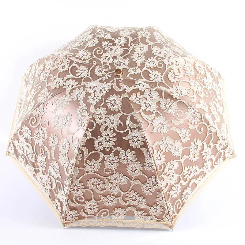 Princess Sunshade Parasol UV Protection Double-layer Umbrella Rainy and Sunny Foldable Embroidered Lace Umbrella