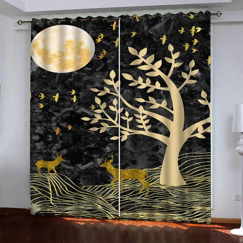 

2020 HD printing Custom Abstract landscape 3D Blackout Curtains For living room and bedroom Home Decoration windows curtains