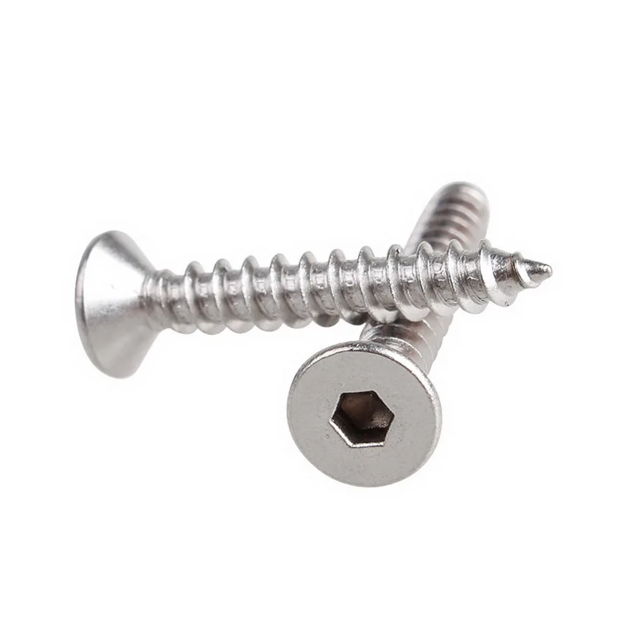 304 Stainless Steel Flat Head Hexagon Selftappingscrew / Hex Socket Countersunk Head Self Tapping Screw M2 M2.5 M3 M4 M5 M6