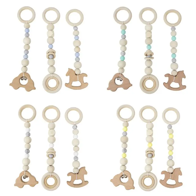 3 Pcs/set Nordic Baby Gym Frame Game Pendants Sensory Nursery Ring-pull Toy Wooden Clothes Rack Kids Room Decoration Gifts