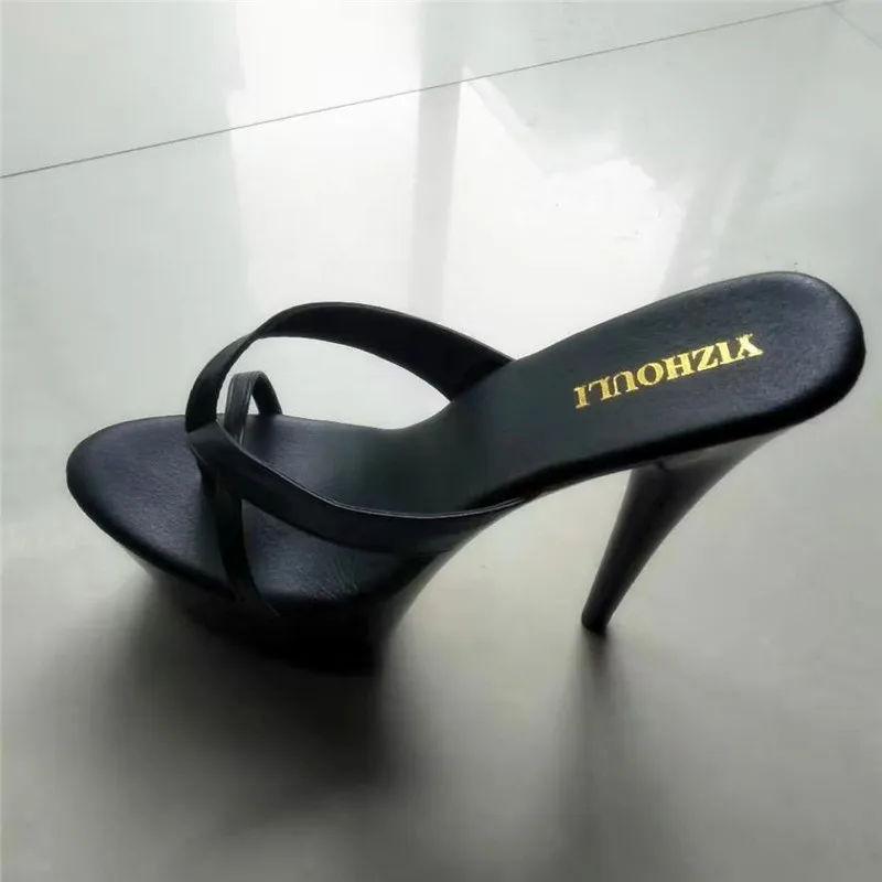 Sexy model stage walk high heel slippers, 15 cm super stiletto heels, women's high heel pole dancing slippers