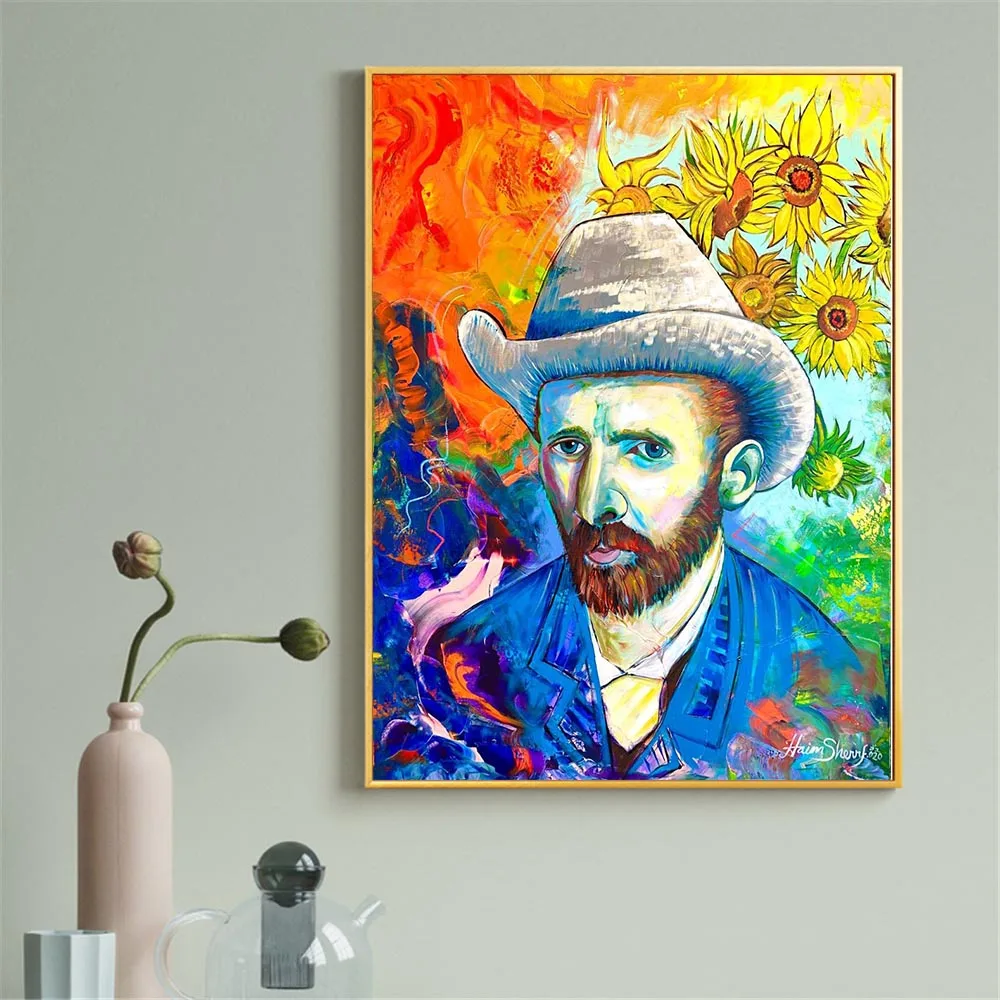 

Van Gogh with Sunflower Oil Paintings Print on Canvas Abstract Colorful Artwork Wall Decorative Pictures Modern Home Room Decor