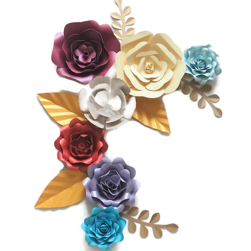 

DIY Giant Paper Flowers Backdrop Artificial Handmade Paper Rose 7PCS+Leaves 6PCS Wedding & Party Deco Home Decoration Video