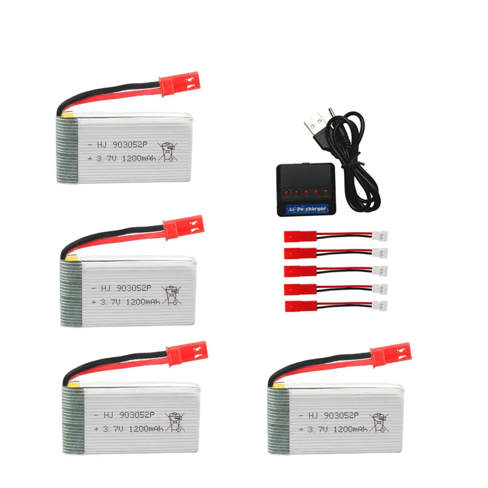 3.7V 1200mah lipo Battery +5 in 1 charger for HQ859B HQ898B H11D H11C T64 T04 T05 F28 F29 T56 T57 Drone 903052 battery