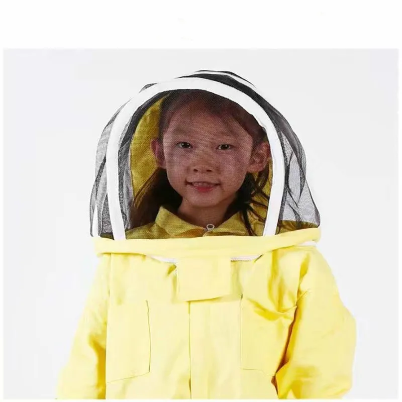 1PCS Yellow Cotton Jumpsuit Children's Bee-proof Suit Space Suit Anti-bee Cap Beekeeping Tools