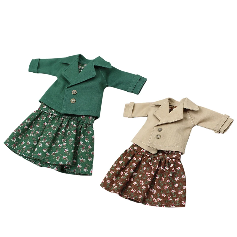 ICY DBS Blyth doll joint Doll suit brown dress and a small green jacket suit anime