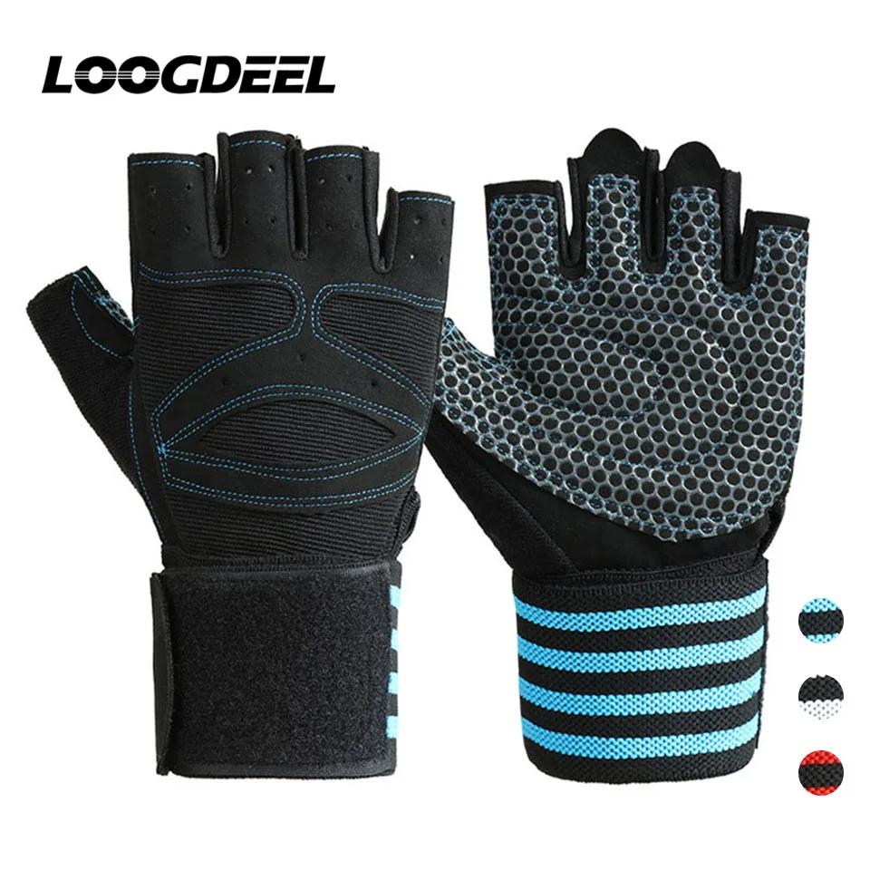 LOOGDEEL Weightlifting Gloves Breathable Anti-slip Adjustable Wristband Movement Wearable Training Fitness Weightlifting Gloves