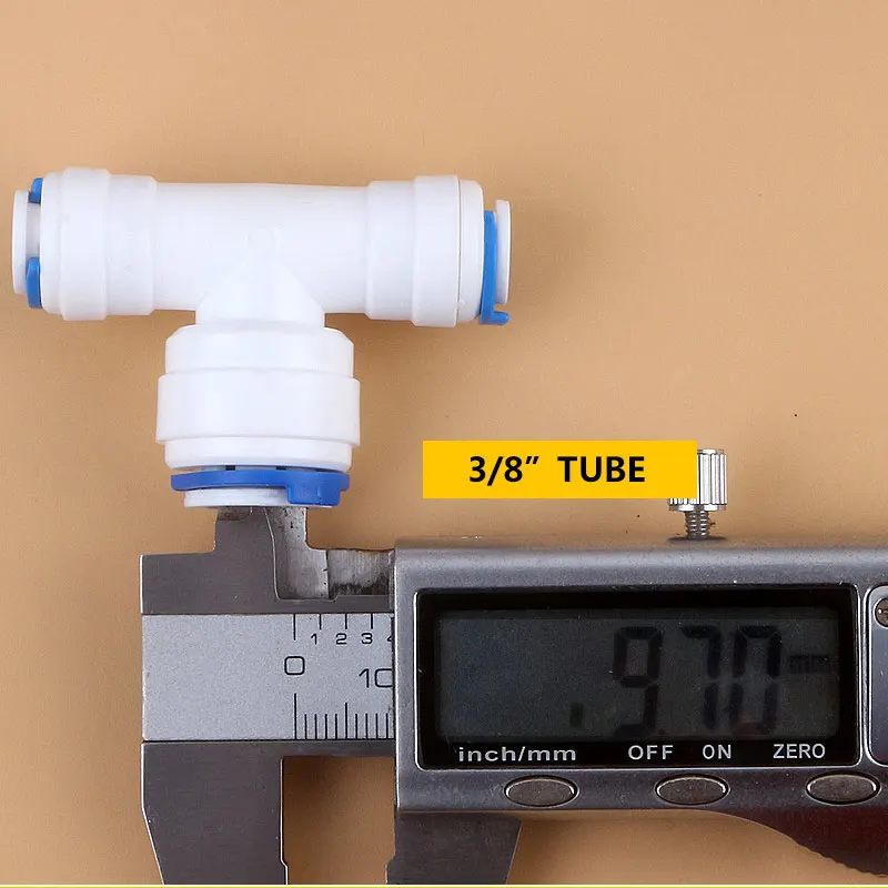 1/4 "3/8" 1/4 "เส้นผ่าศูนย์กลางท่อช้าง6.5MM9.5MM 3 Way Teeเชื่อมต่ออย่างรวดเร็วPush FitระบบROน้ำ232อุปกรณ์T Tipy Fast Joint