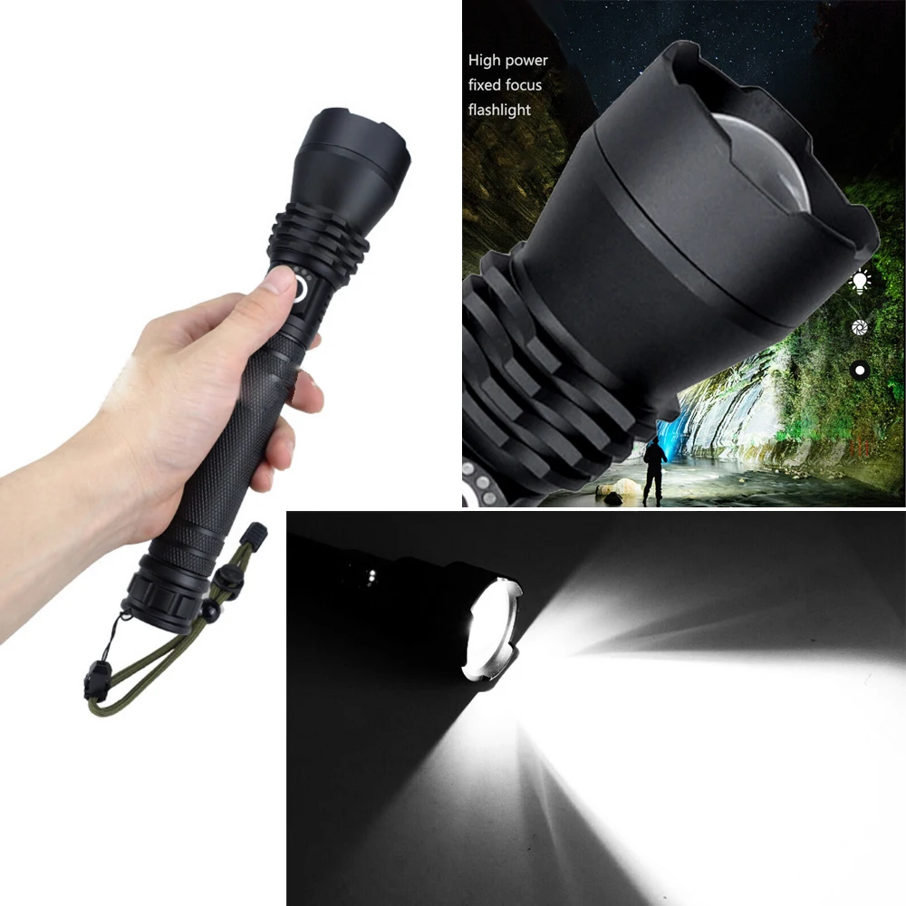 LED Flashlight Telescopic Zoom XHP70 XHP50 200000LM USB Rechargeable 18650 Super Bright Flashlight Tactical Torch