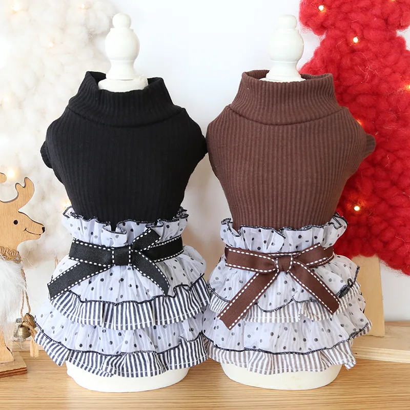 

Dog Clothes Cake Bow Lace Cat Dog Dress Coat Jacket PET Clothing For Dogs Pet Winter Warm Pet Products Puppy Teddy Chihuahua