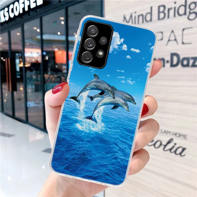 Sea animal cute dolphin For Samsung Galaxy A15 A14 A13 A12 A55 A54 A53 A52 Phone Case A32 A35 A34 A33 A25 A24 A23 A22 A04S A03S 