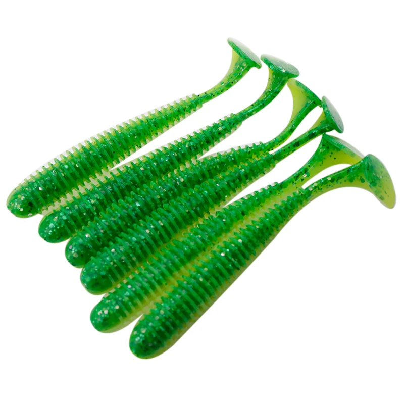 Noeby Artificial Soft Silicone Baits Worms Lure with Attractive Aroma 6 Pieces 75mm 2.5g/pc T-tail  Soft Bait