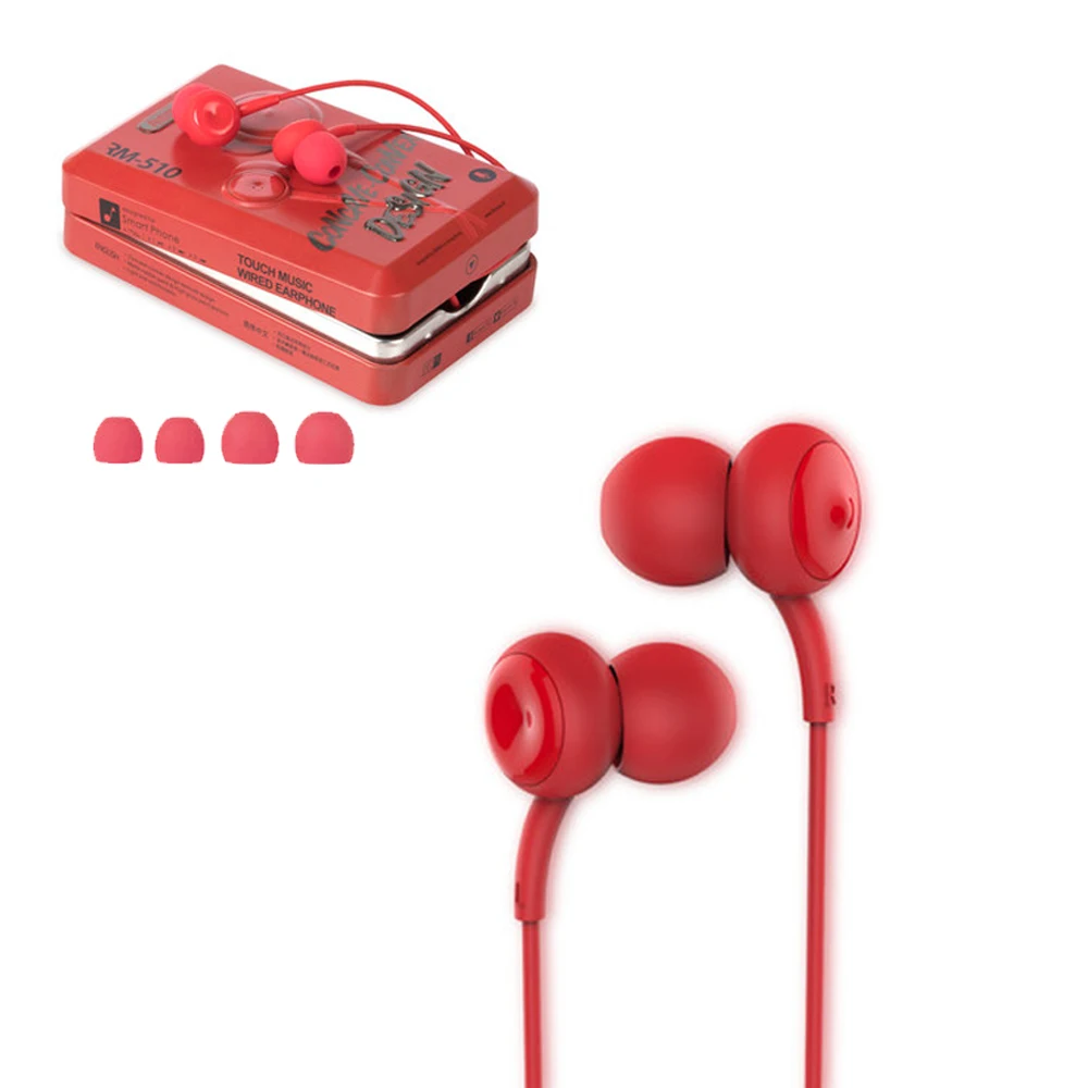 RM510 in-Ear headphones with 3,5mm microphone super Bass cable and volume control, internal headphones with ruid insulation