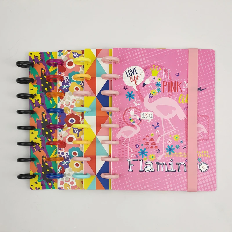 Imagem -02 - Flamingo Notebook com Cogumelo Buraco a5 Tampa Discos de Encadernação Anel Diário Estudante Papelaria Suprimentos Loose Leaf Notebook Moda