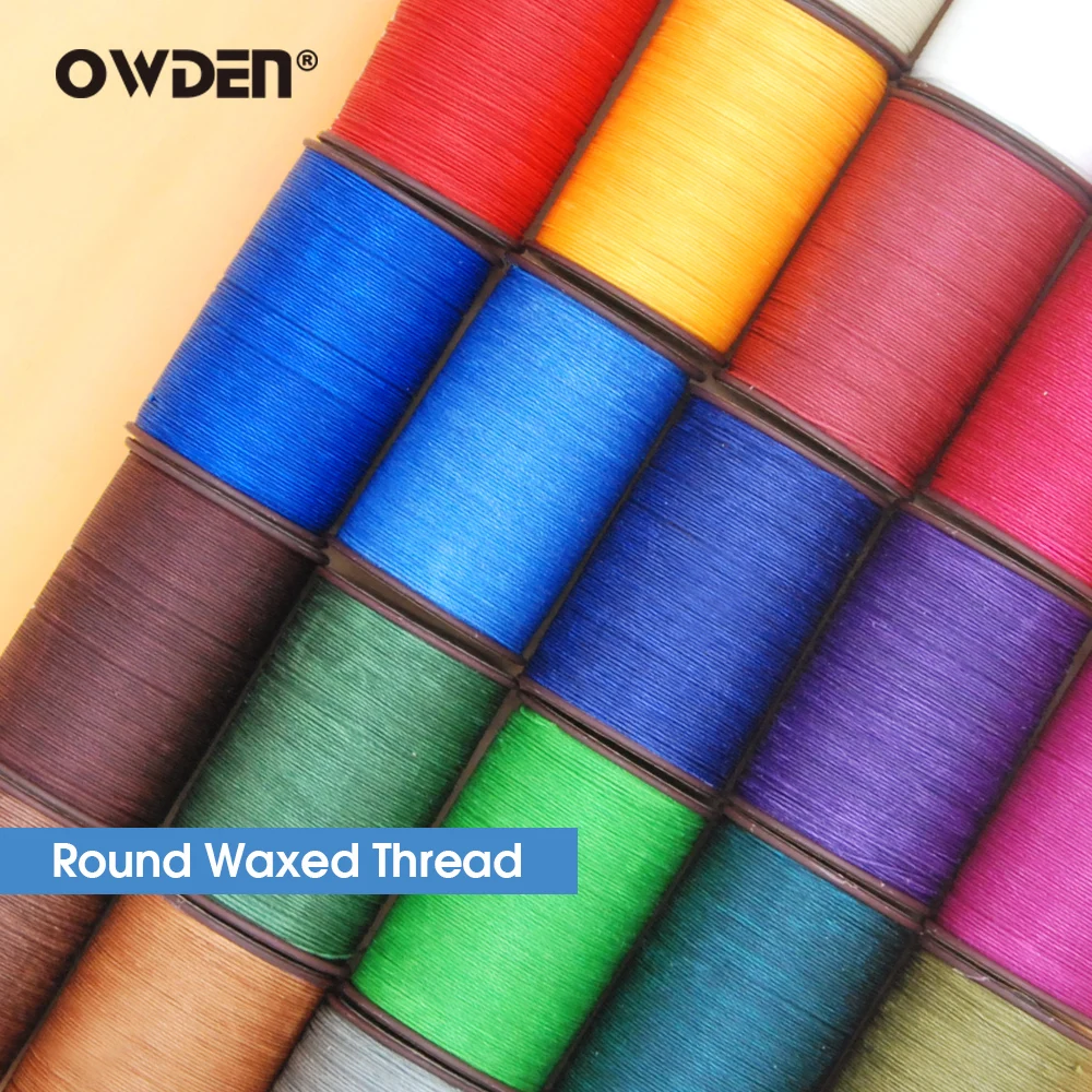 OWDEN 25 Color 0.35mm 0.45mm 0.55mm 0.65mm Leather Round Waxed Thread Polyester Leather Craft Sewing Line