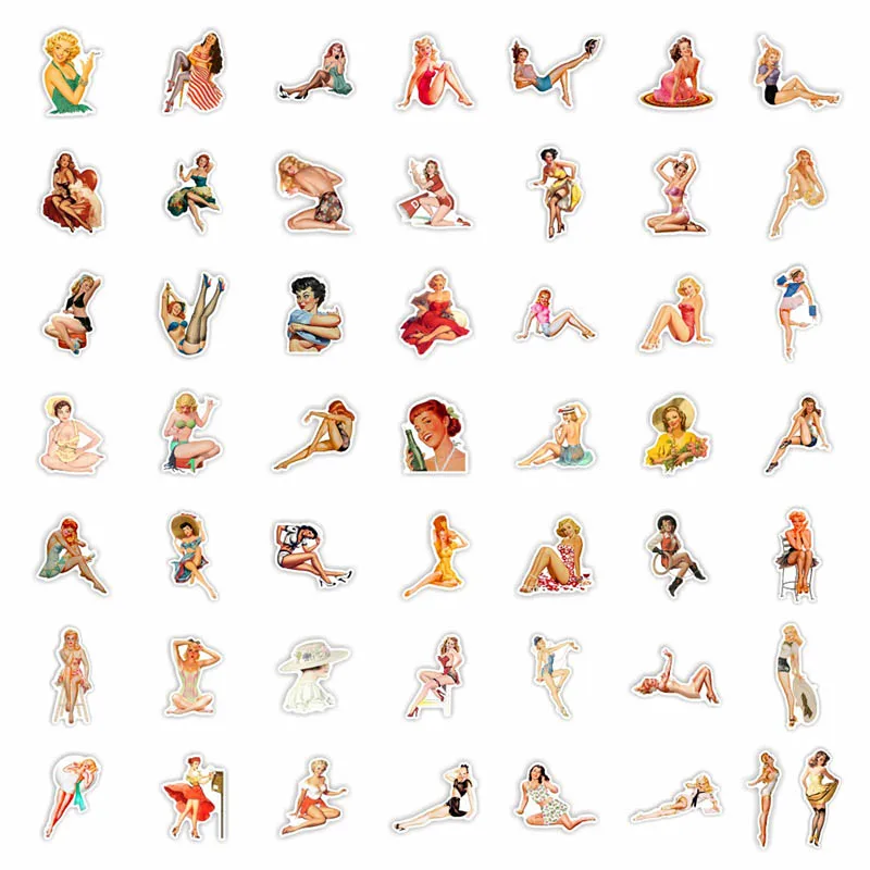 10/30/50pcs Retro Sexy  Pin Up Girl Stickers DIY Skateboard Car Bike Phone Notebook Laptop Luggage Waterproof Kids Sticker Toy