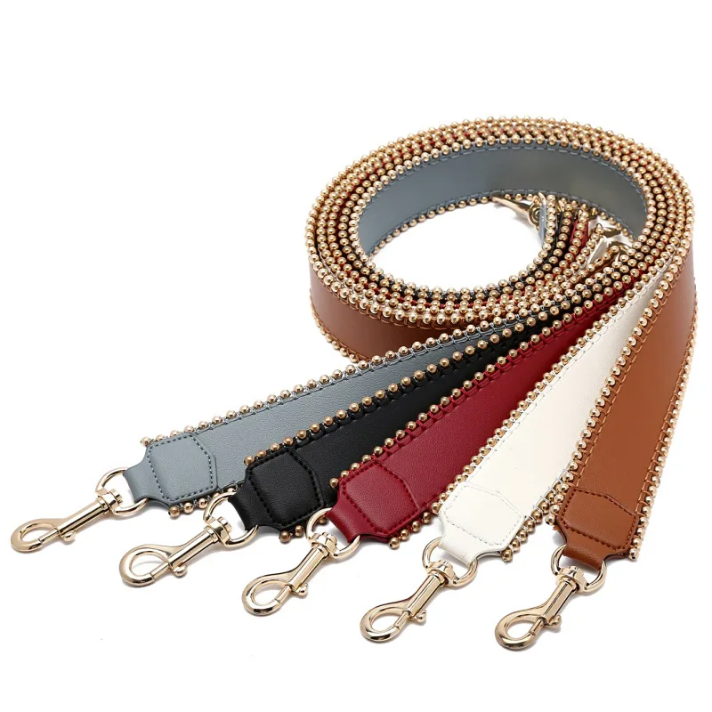 Fashion Genuine Leather Bag Strap Fashion rivets Wide Shoulder Strap for Bag Handbag Accessories belt Brand 105cm