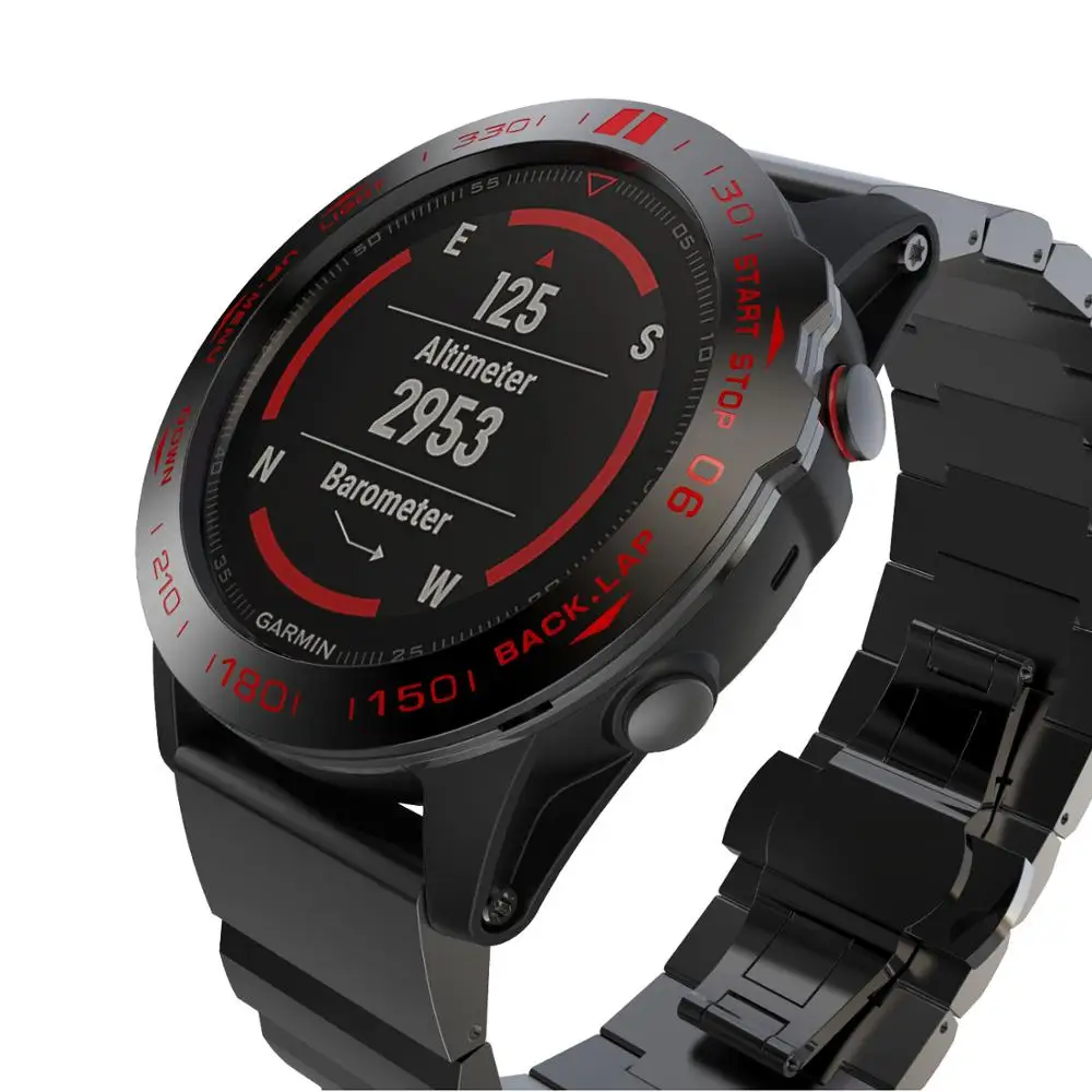 Behua capa de relógio inteligente fashion em aço, capa de relógio para garmin fenix 5x/5x plus/fenix 5, estrutura de moldura, capa adesiva de proteção