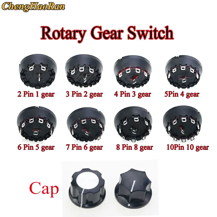 ChengHaoRan 1pcs High temperature resistant rotary gear switch 2-3-4-5-6-8-10-band knob switch of juicer mixer