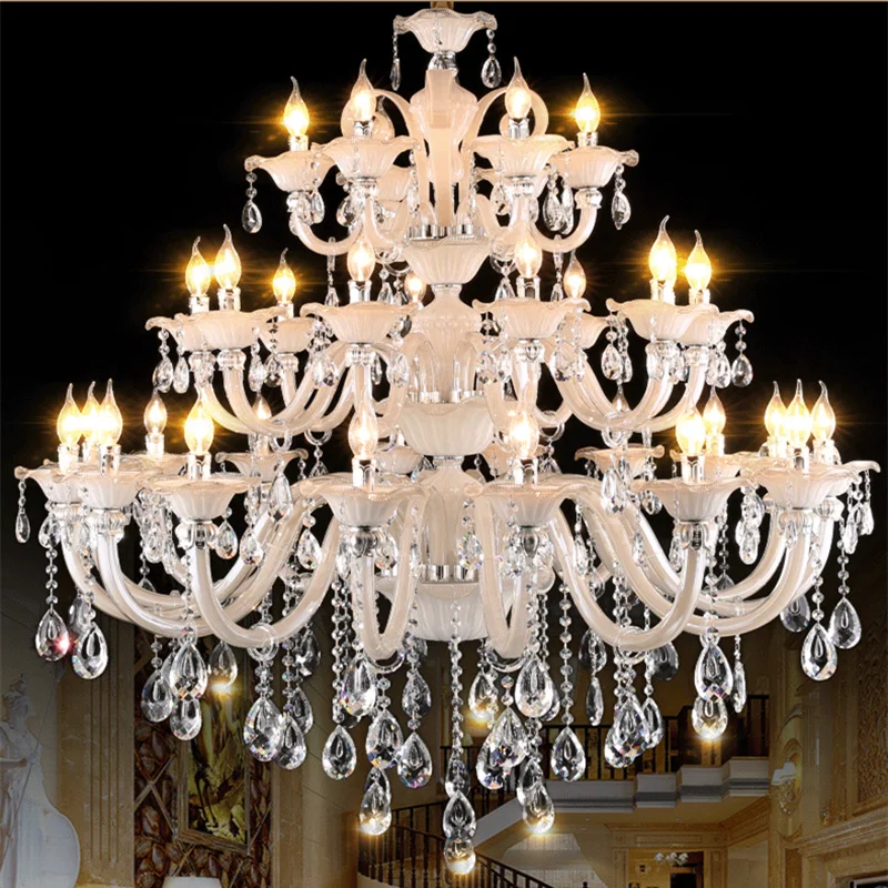 European Style Living Room Crystal Chandeliers Duplex Villa Chandelier Simple Modern Staircase Long Lighting Creative Lamps