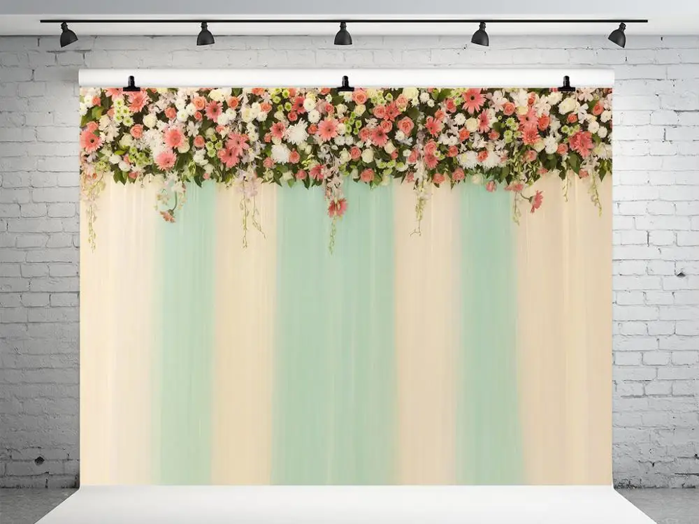 

VinylBDS 10x10ft Wedding Flower Wall Photography Backdrops Stage Backdrop Custom Hand Painted Photography For Wedding