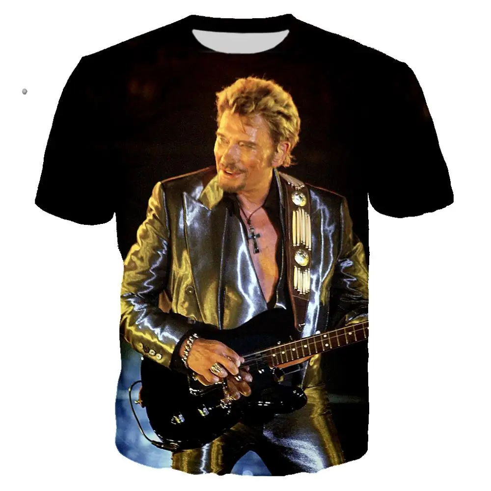 2021 Rock Singer Johnny Halliday 3D Print T-shirt Unisex Fashion Casual Streetwear Hip Hop Clothes Harajuku Streetwear T-shirts