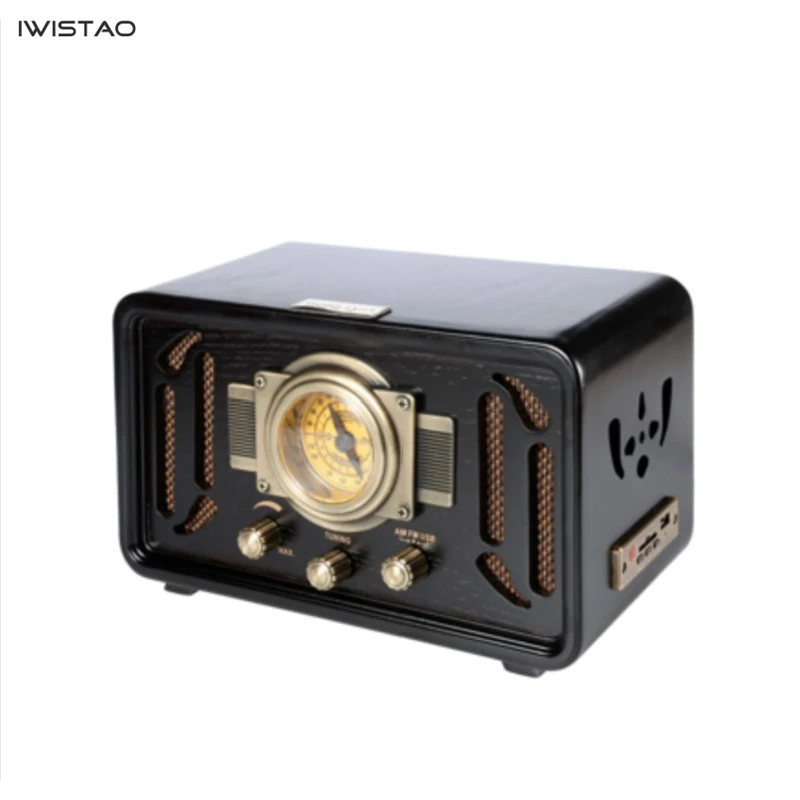 Retro Wooden HIFI Radio AM/FM 2x5W Desktop Speakers Rotary Tuning Support Bluetooth U Disk SD Card Playing