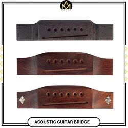 Acoustic Guitar Bridge 6 String Rosewood Saddle Guitar Bridge Replacement Pre-slotted For Quick And Easy Install Perfect Fitting