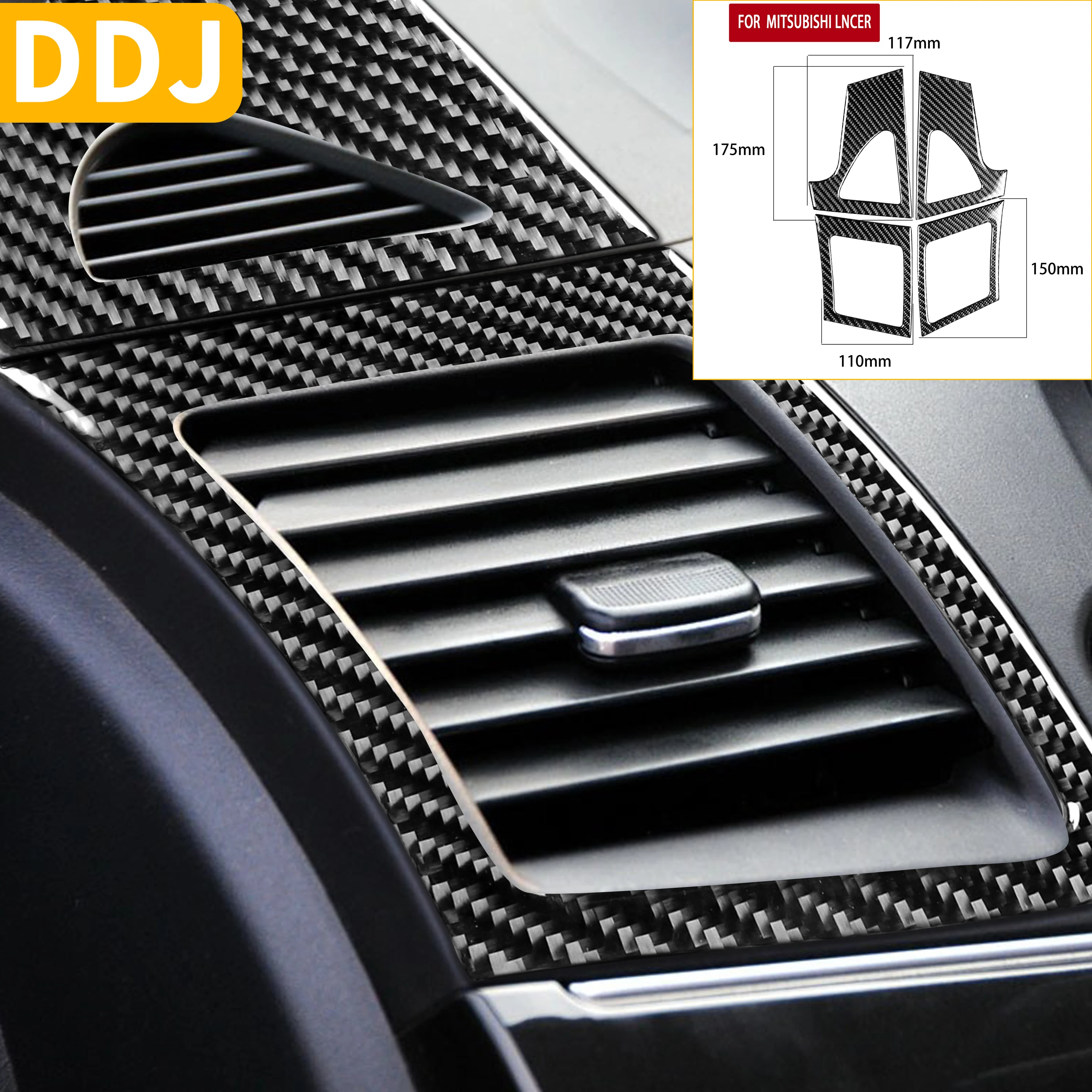 

For Mitsubishi Lancer EVO X MR 2008-2015 Air conditioner Outlet Grid Frame Carbon Fiber Sticker Air Vent Trim Car Accessories