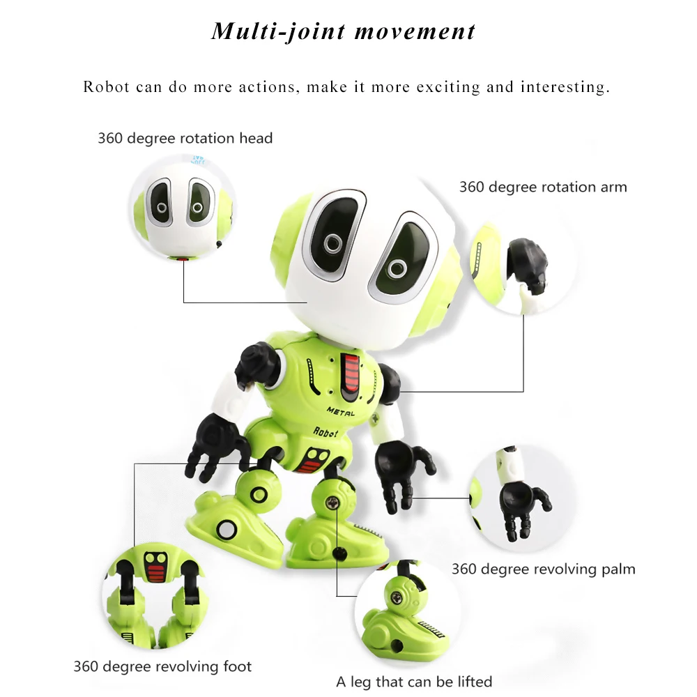 Smart Touch Sensing Talking Robot Toy Head Touch-Sensitive LED Lights Alloy Robot Toys For Kids Gift Red Green Blue Boy Toys