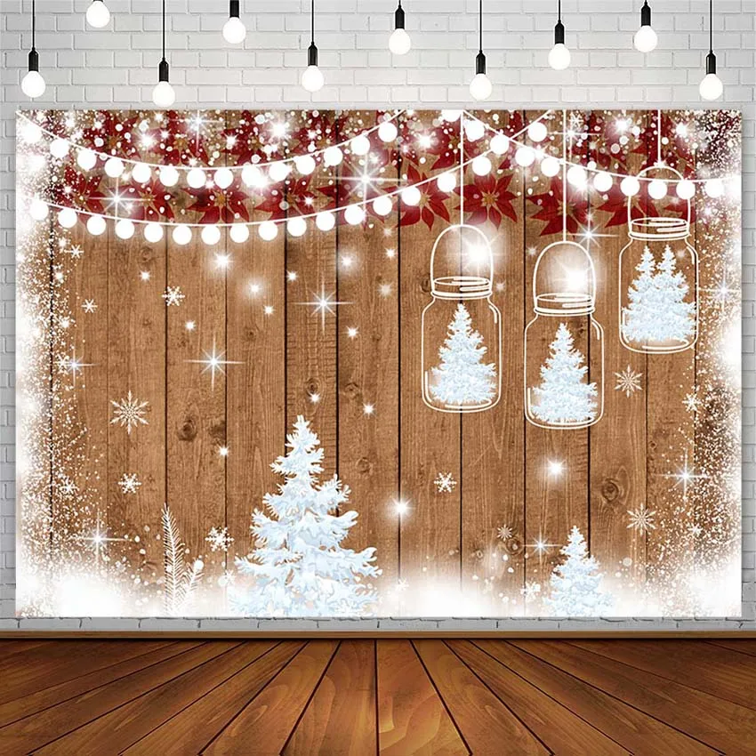 Winter Christmas Backdrop Baby Shower Birthday Snowflake Wooden Board Custom Photography Background Photo Studio Photozone Decor