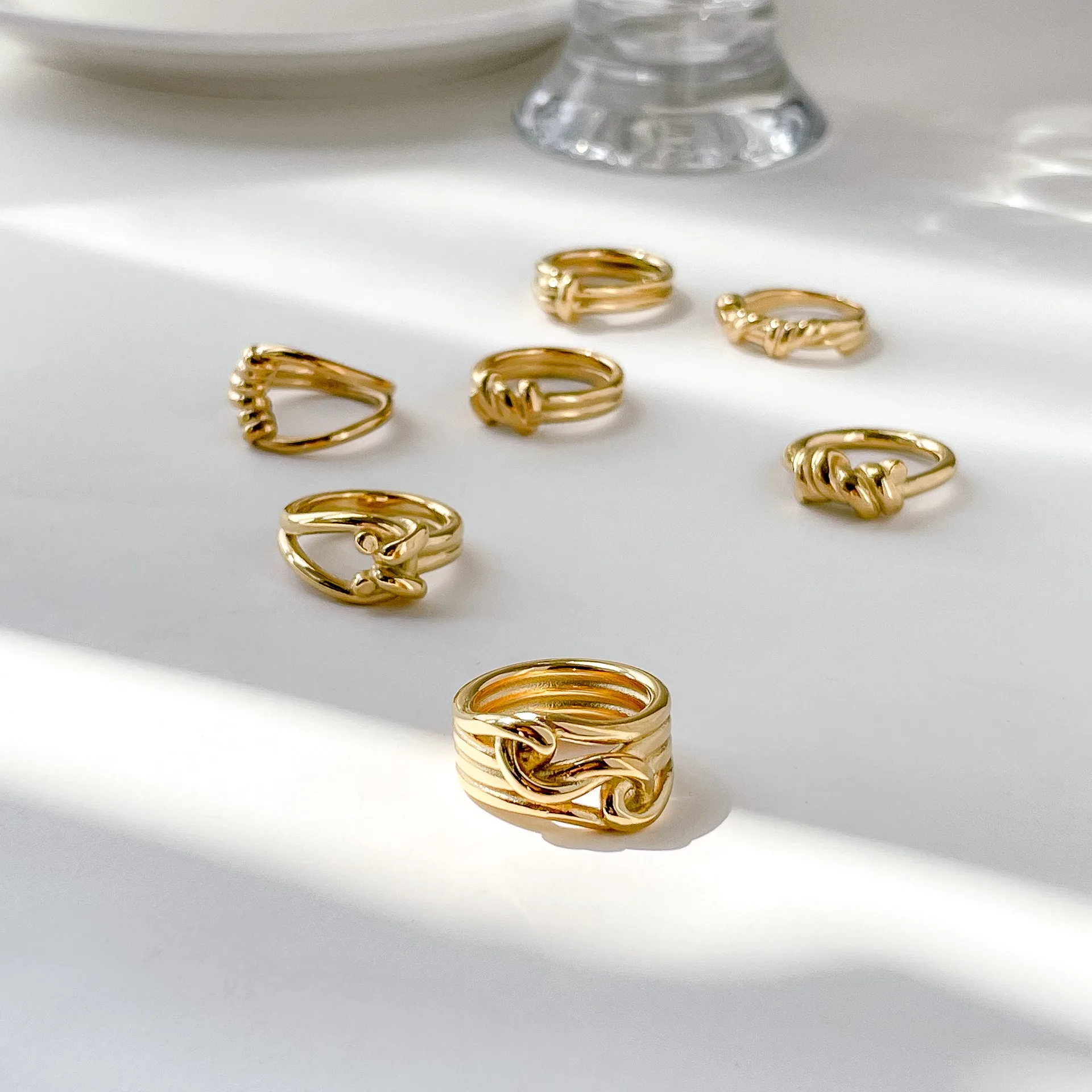 Tarnish Free Waterproof Stainless Steel Twist Rings For Women Braided Twisted Signet Chunky Dome Ring Stacking Band Jewelry