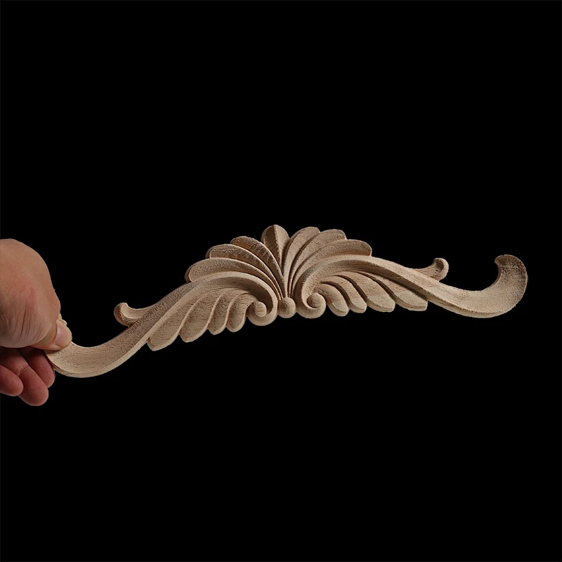 Corner Flower Exquisite Carving Natural Wood Appliques Furniture Wooden Mouldings Vintage Unpainted Accessories Decoration Decal