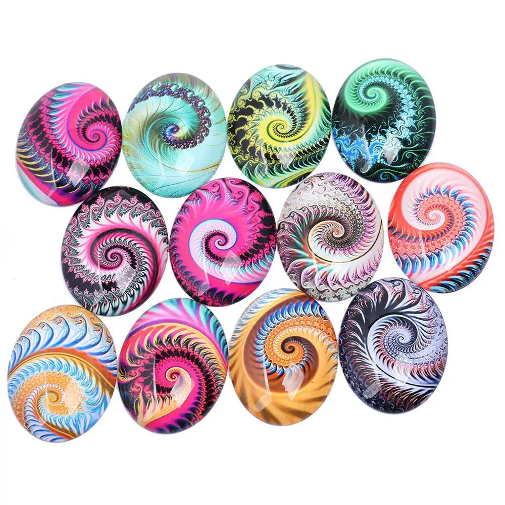 Mixed Swirl Fractals Photo Oval Glass Cabochon 30x40mm 18x25mm 13x18mm Diy Flatback Jewelry Findings For Pendant Scrapbooking