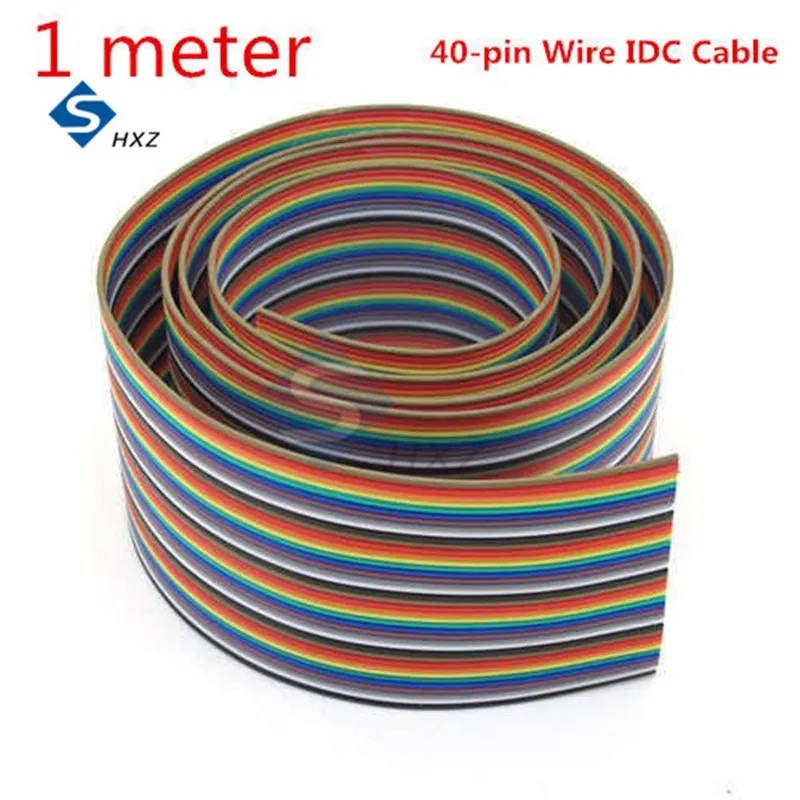 1 Meter 3.3 Feet 40-Pin Dupont Line Flat Rainbow-colored IDC Ribbon Cable Dupont Wire 1.20mm Pitch