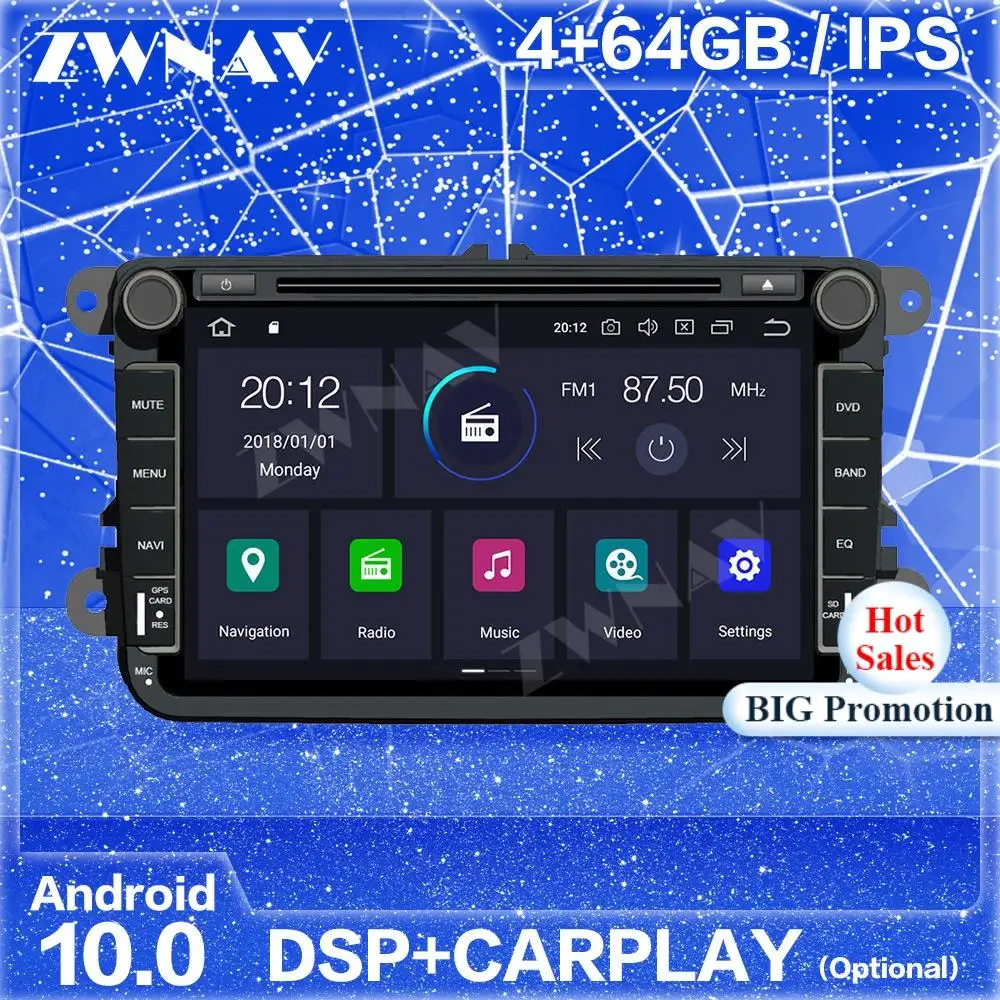 Carplay IPS Android For VW Volkswagen Golf Polo Tiguan Passat b7 b6 leon Auto Audio Radio Stereo Multimedia Player GPS Head Unit