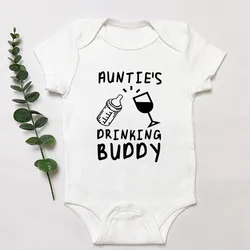 Auntie's Drinking Buddy Baby Shirt Aunt Shower Gift Pregnancy Announcement Infant Newborn Clothes Outfits 0-24M