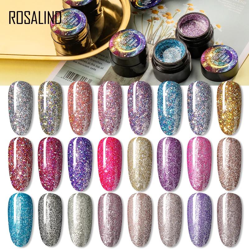 Rosalind Glitter Nagellak Gel Esmaltes Vernis Semi Permanente Top Base Coat Nail Art Manicure Shiny Schilderen Uv Nagellak