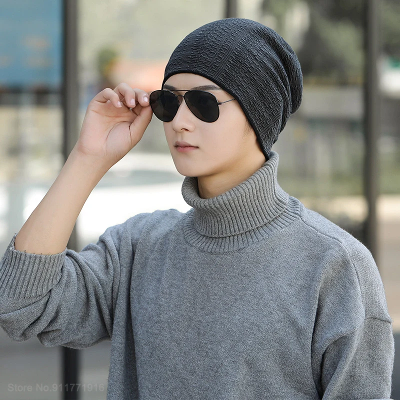 Youpin New Fashion Men Warm Beanies Knitted Hat Caps Warm Plus Velvet Thicken Hedging Hats Skullies Wool Bone Male Casual Cap