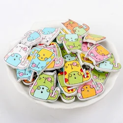 2019 mixed 6colors cat Painted Colorful Wooden Buttons Scrapbooking Decorative Craft 2 Holes Sewing Supplies 22x25mm 20pcs